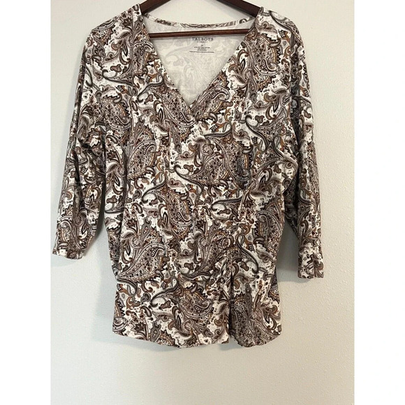 Talbots Tops - Talbots‎ Blouse Womens Size 2X Multicolor Paisley 3/4 Sleeve V Neck Faux Wrap